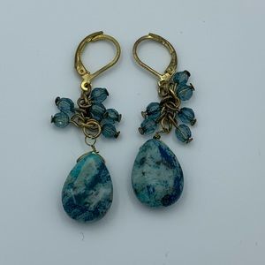 Blue and purple cluster earrings